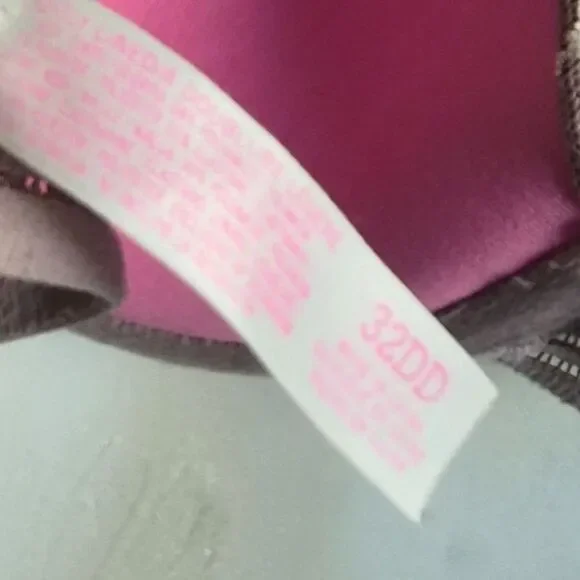 Victoria’s Secret PINK Lined Demi Bra 32DD Grey Pink Lace Racerback - Picture 6 of 6